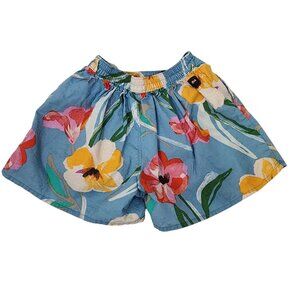 Tea Collection Girls Floral Linen Cotton‎ Blend Elastic Waist Shorts Size 3